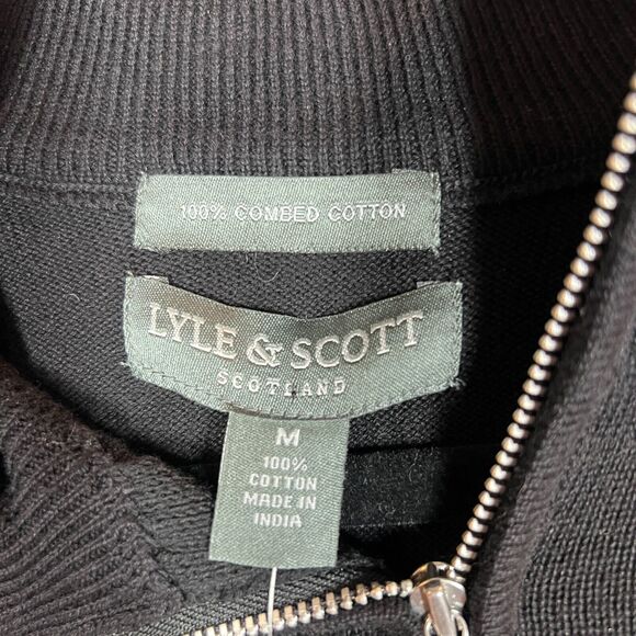 Lyle & Scott 1/4 Zip Mens Medium Black Argyle Grandpa Retro Golf Sweatshirt - Picture 4 of 7